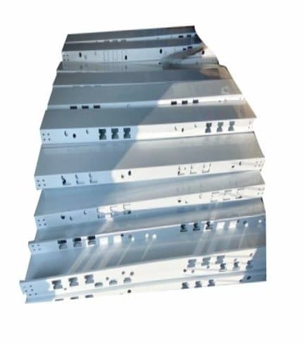 Galvanised raceway sections with knock-outs